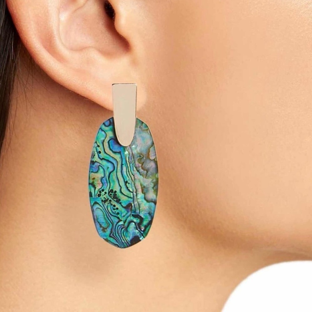 Kendra Scott Aragon Gold Drop Earrings in Abalone